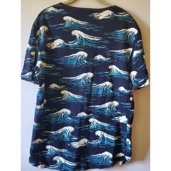 Reason New York Bad Kids Abstract Ocean Waves Graphic T-Shirt Navy Men's Large - Picture 7 of 9